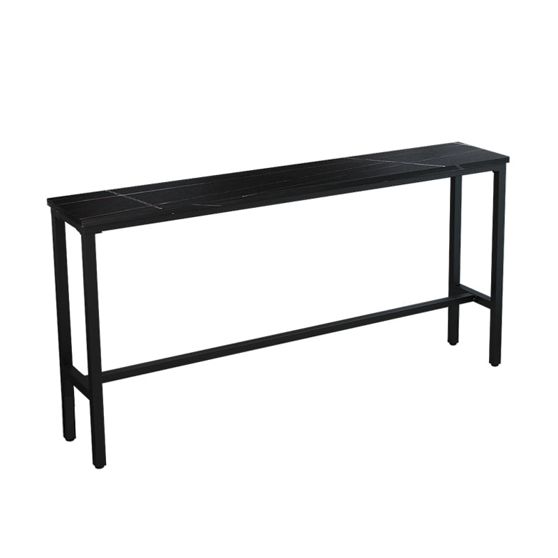 Industrial Marble Bar Table with Rectangle Table Top Trestle Table - 42" H