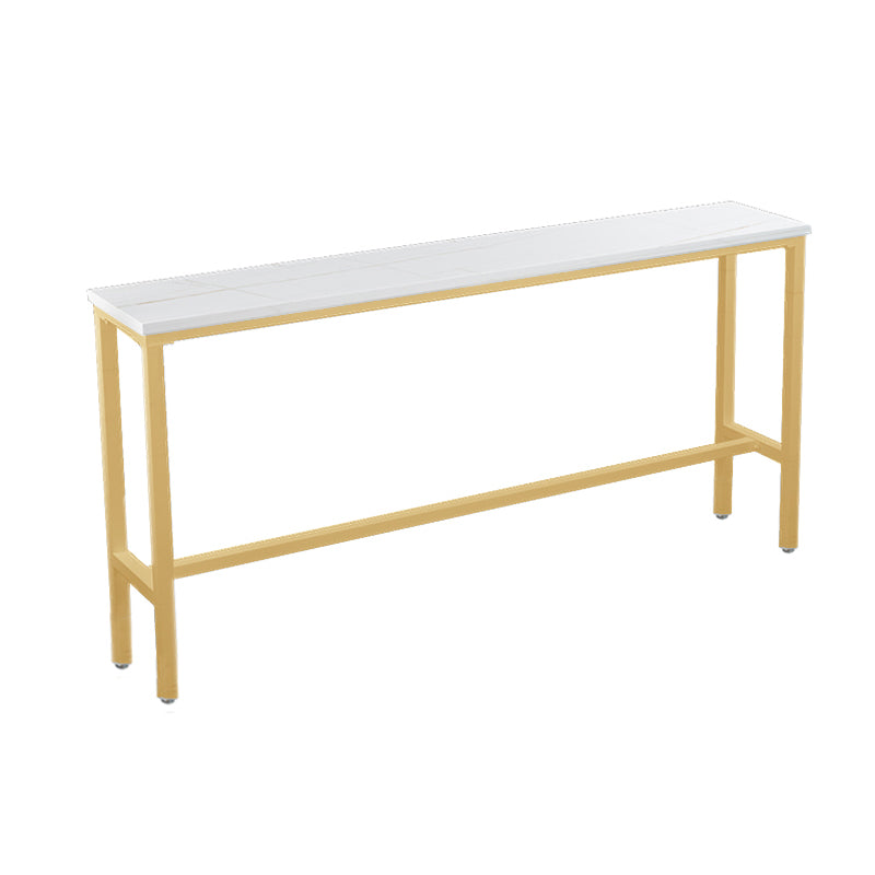 Industrial Marble Bar Table with Rectangle Table Top Trestle Table - 42" H