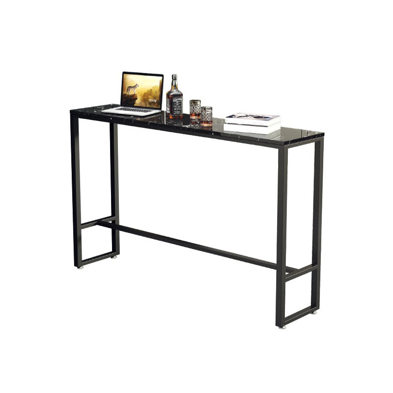 Modern Marble Bistro Table with Rectangle Table Top Black Trestle Table - 42" H