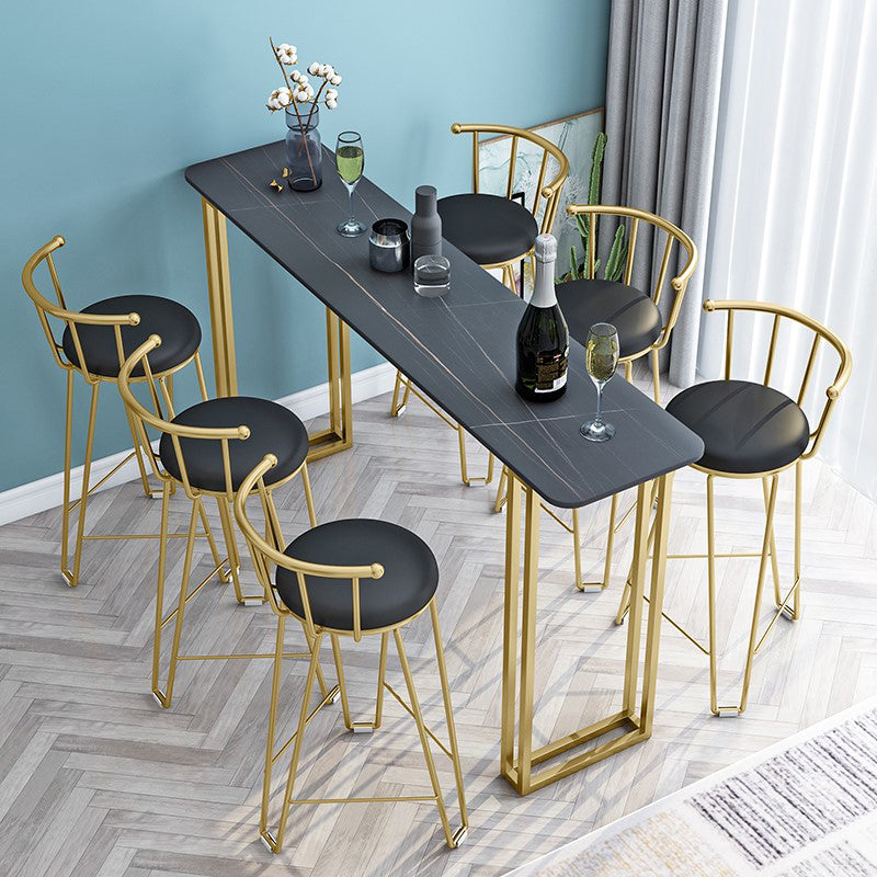 Modern Marble Counter Table with Rectangle Table Top Sled Table - 42" H