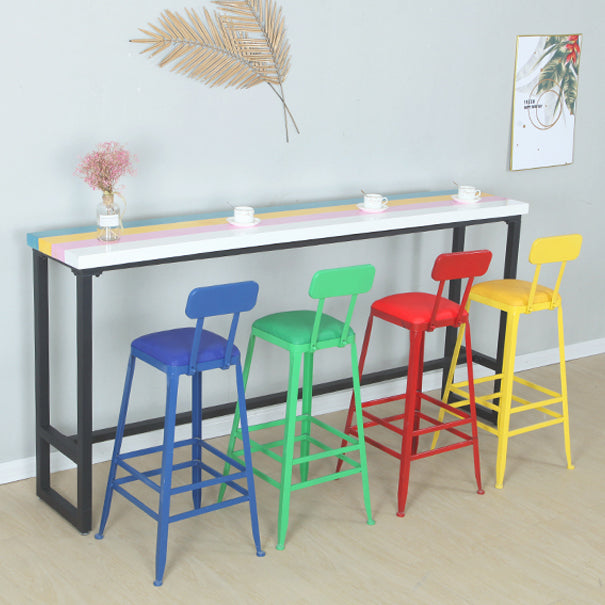 Industrial Wood Bar Table with Rectangle Table Top Trestle Table - 42" H