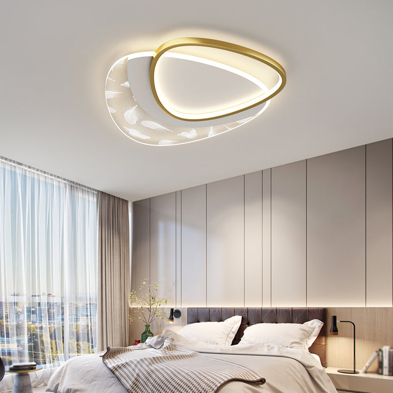 Modern Style Triangular Shape Ceiling Lamp Metal 2-Light Ceiling Lighting for Dining Room