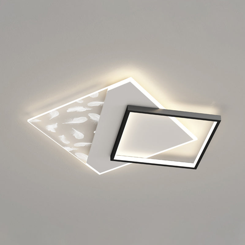 Modern Style Square Shape Ceiling Lamp Metal 2 Light Ceiling Lighting for Living Room