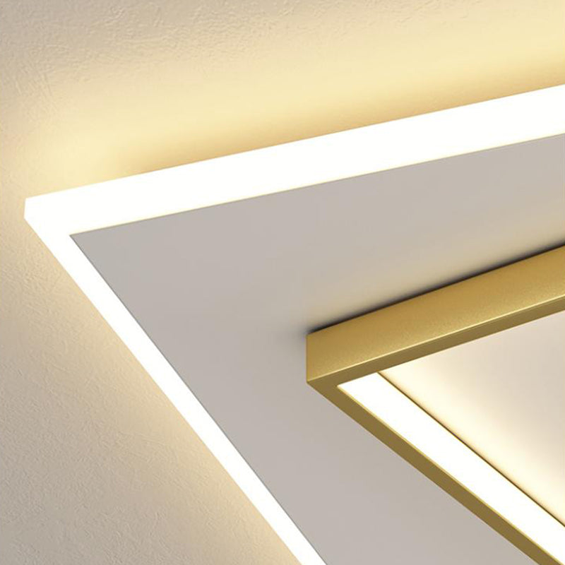 Modern Style Square Shape Ceiling Lamp Metal 2 Light Ceiling Lighting for Living Room