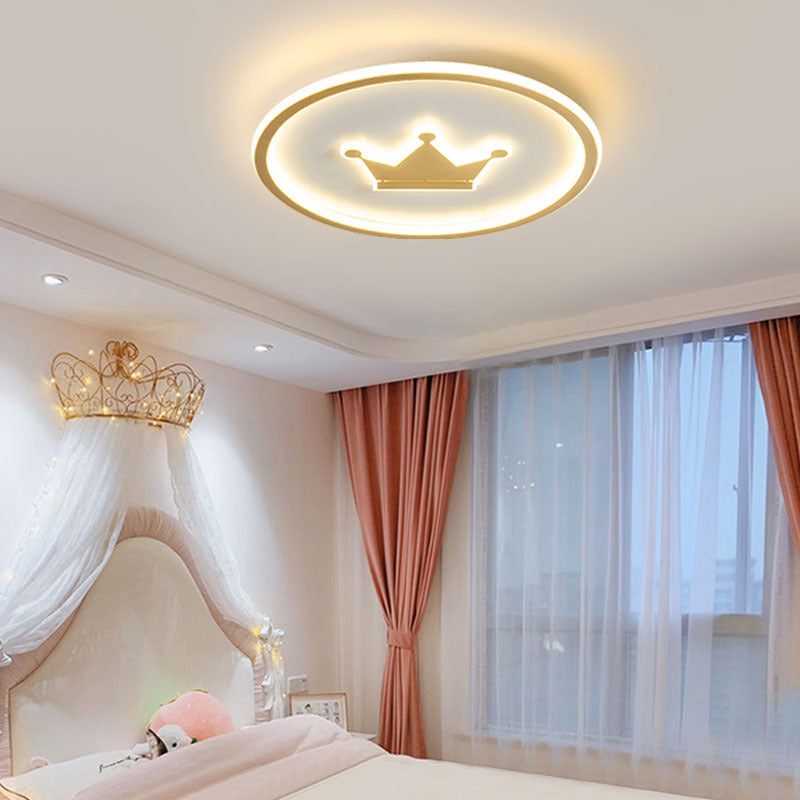 Contemporary Circle Flush Light Fixture Metal 1 Light Flush Mount Ceiling Fixture in Gold
