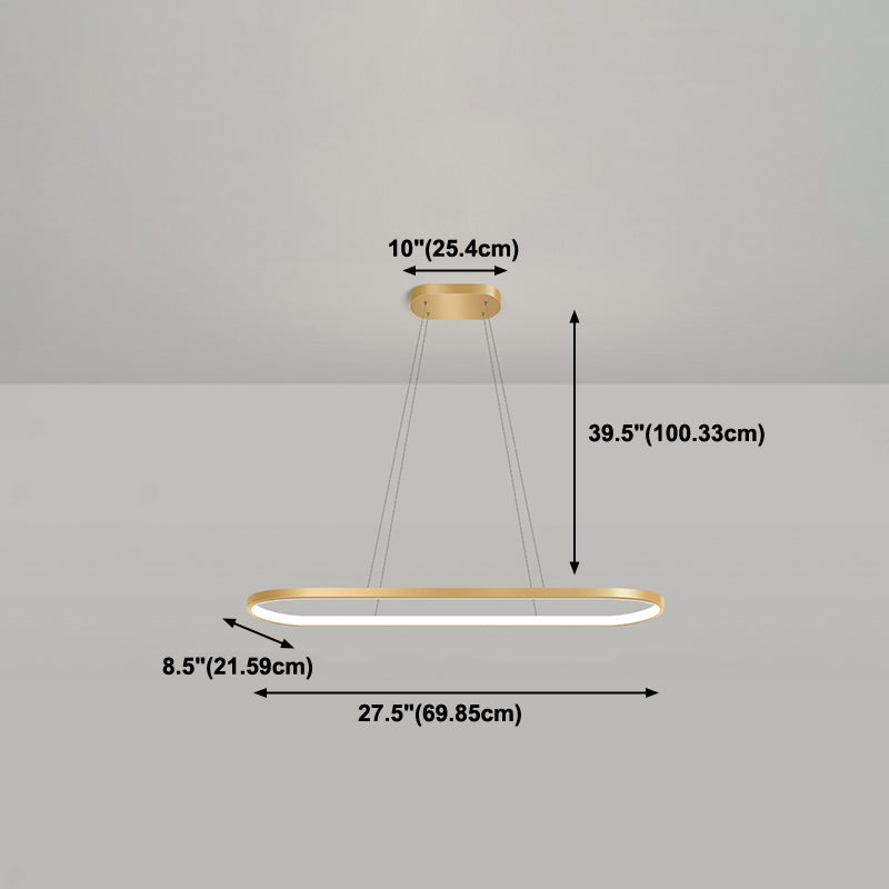 Estilo moderno forma lineal colgante metal luz 1 accesorio de iluminación colgante de luz en oro