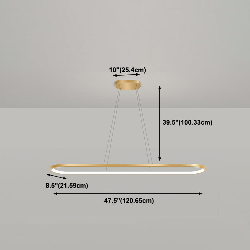 Estilo moderno forma lineal colgante metal luz 1 accesorio de iluminación colgante de luz en oro