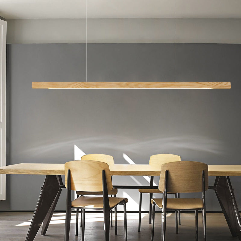 Contemporary Style Linear Shape Pendant Light Wood 1 Light Pendant Lighting Fixture