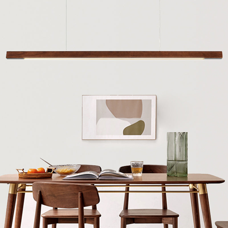 Contemporary Style Linear Shape Pendant Light Wood 1 Light Pendant Lighting Fixture