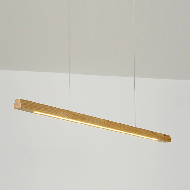 Contemporary Style Linear Shape Pendant Light Wood 1 Light Pendant Lighting Fixture