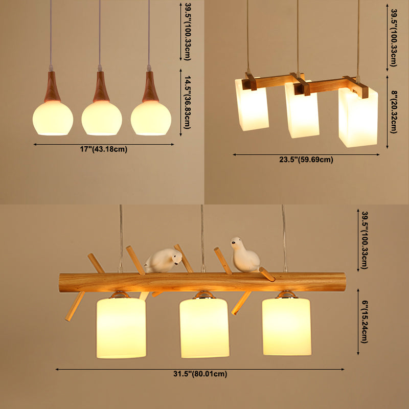 Contemporary Geometric Island Light Wood 3 Light Island Lighting Ideas in Brown