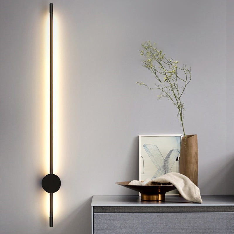 1 Light Linear Wall Mounted Lamps Modern Style Metal Wall Lighting Ideas in Black