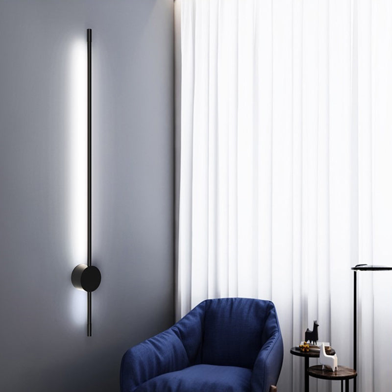 1 Light Linear Wall Mounted Lamps Modern Style Metal Wall Lighting Ideas in Black