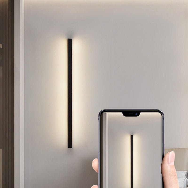 1 Light Linear Wall Mounted Lamps Modern Style Metal Wall Sconce Lights in Black