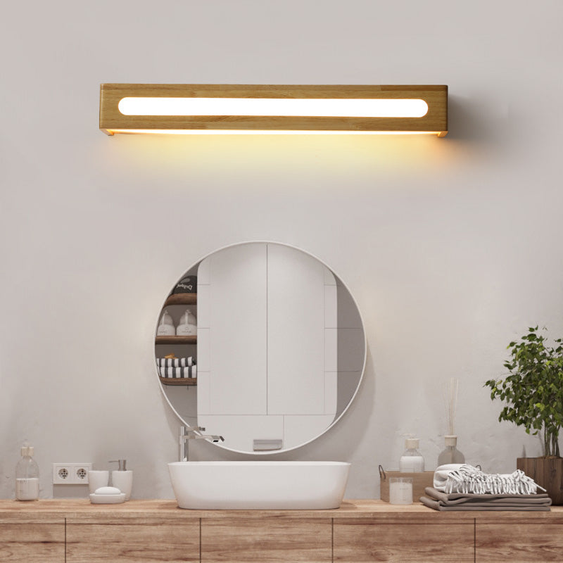 Vierkante vorm houten wand sconce moderne stijl 1 licht spiegel wandmontage verlichting in bruin