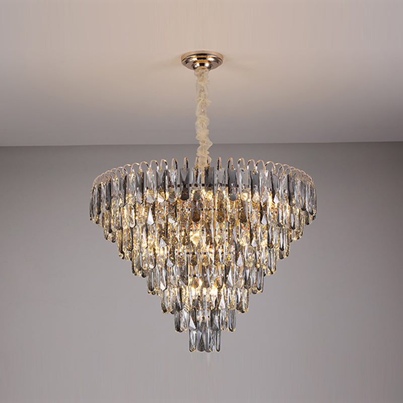 Moderne Stil Geometrieform Anhänger Kronleuchter Kristall Kronleuchter Lichter in Grau