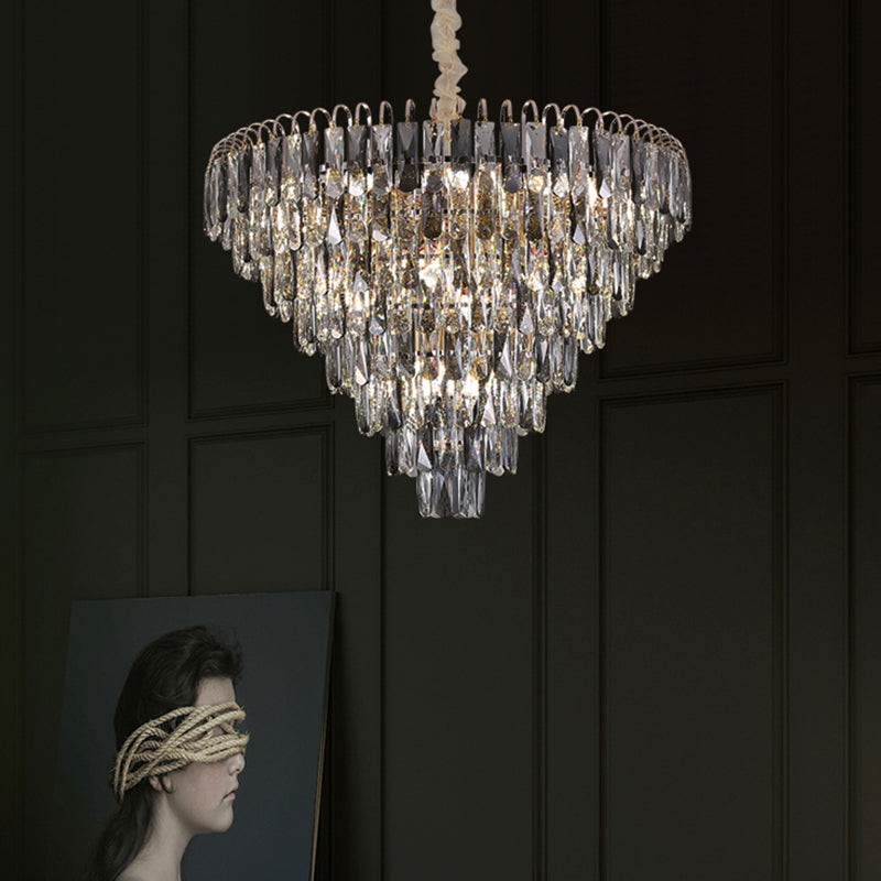 Moderne Stil Geometrieform Anhänger Kronleuchter Kristall Kronleuchter Lichter in Grau