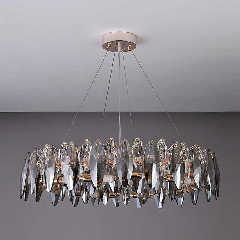 Modern Style Wheel Shape Pendant Chandeliers Crystal Chandelier Lights in Grey