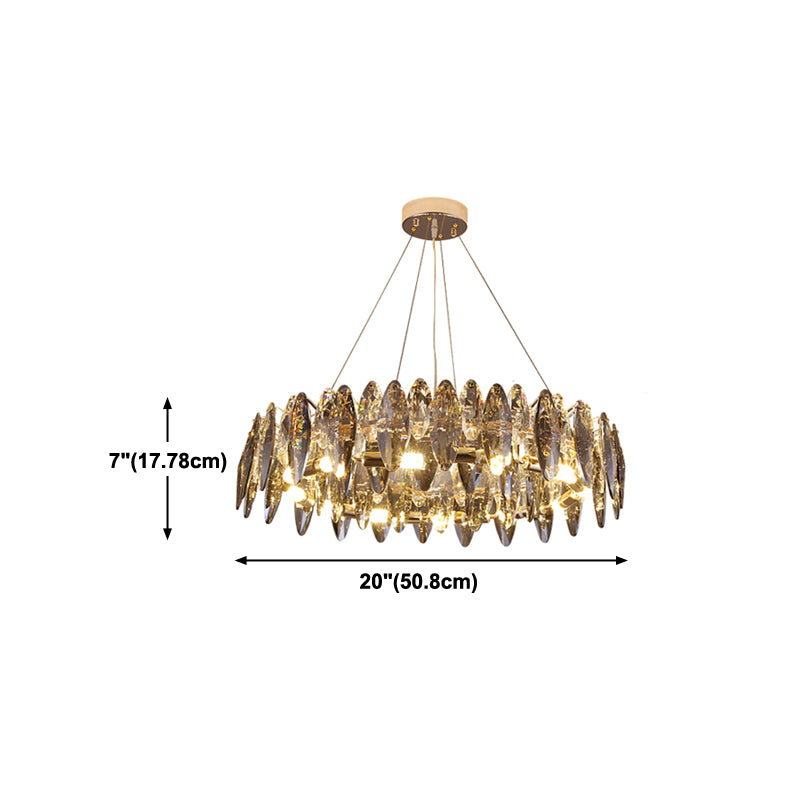 Modern Style Wheel Shape Pendant Chandeliers Crystal Chandelier Lights in Grey