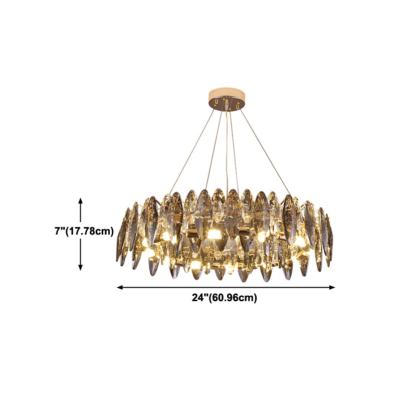 Modern Style Wheel Shape Pendant Chandeliers Crystal Chandelier Lights in Grey