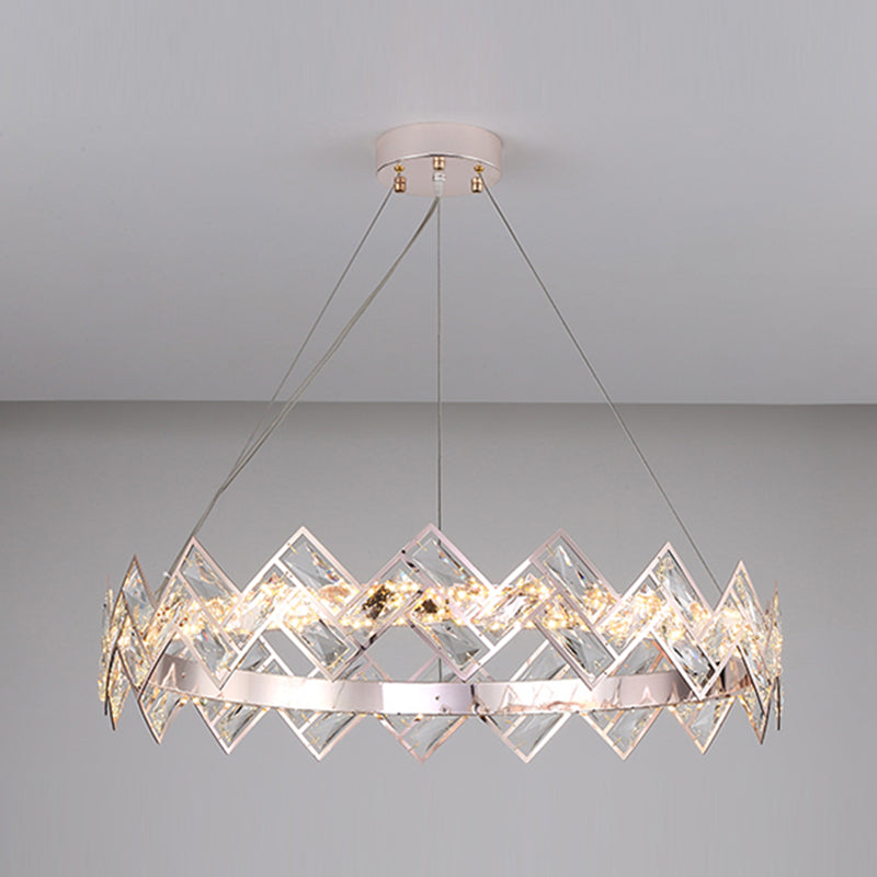 Wheel Shape Pendant Chandelier Modern Style Crystal 1 Light Chandelier Light in Silver