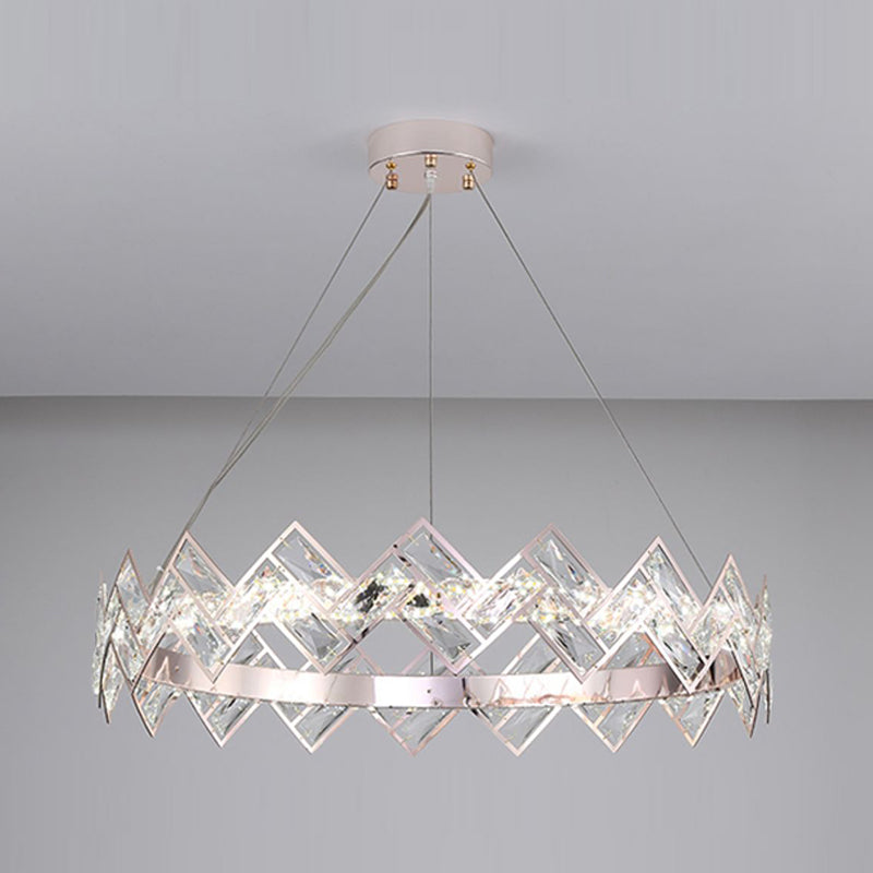 Wheel Shape Pendant Chandelier Modern Style Crystal 1 Light Chandelier Light in Silver
