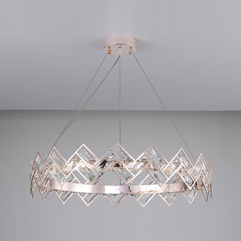 Wheel Shape Pendant Chandelier Modern Style Crystal 1 Light Chandelier Light in Silver