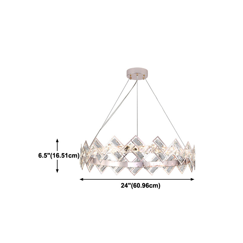 Wheel Shape Pendant Chandelier Modern Style Crystal 1 Light Chandelier Light in Silver