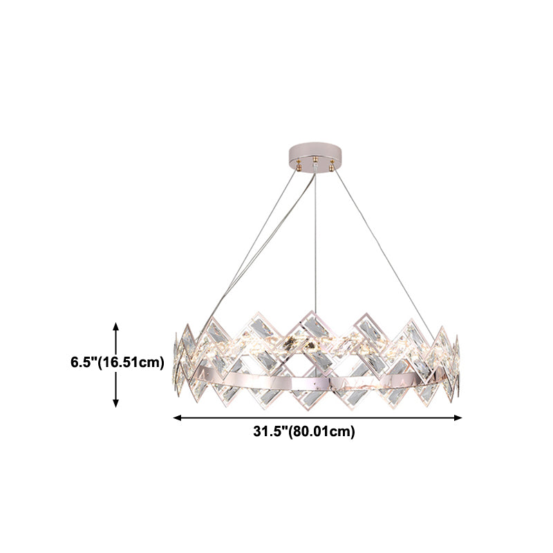 Wheel Shape Pendant Chandelier Modern Style Crystal 1 Light Chandelier Light in Silver