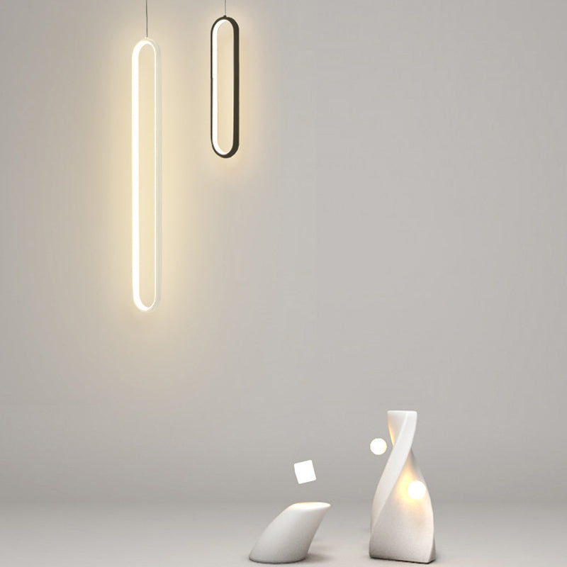 1 Light Linear Hanging Pendant Modern Style Metal Hanging Lighting for Dining Room