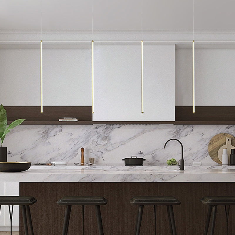 1 Light Linear Hanging Pendant Modern Style Metal Hanging Lighting for Bedside