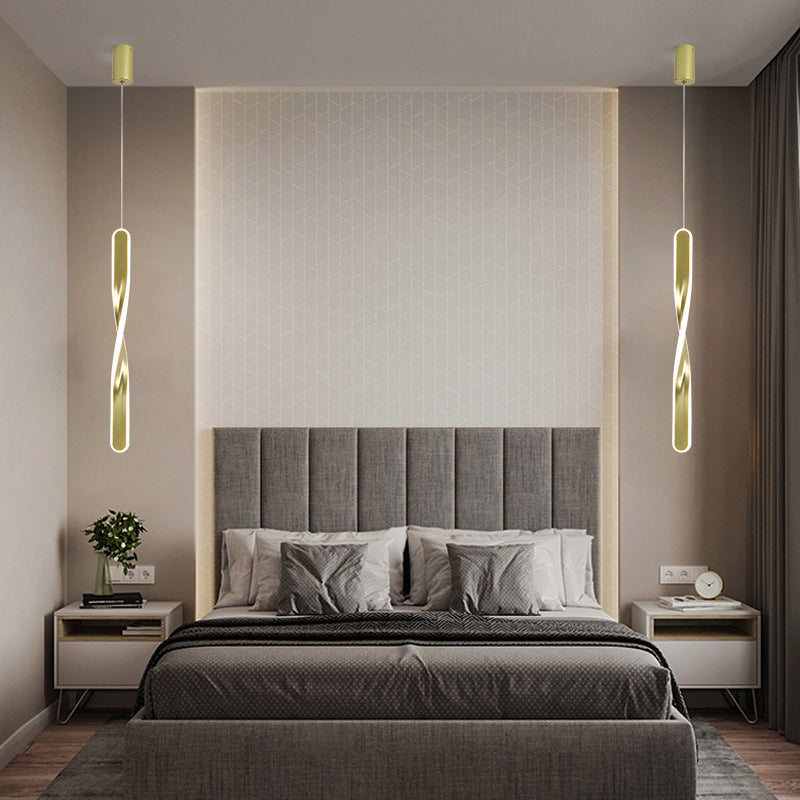 1 Light Linear Hanging Pendant Modern Style Metal Hanging Lighting for Living Room