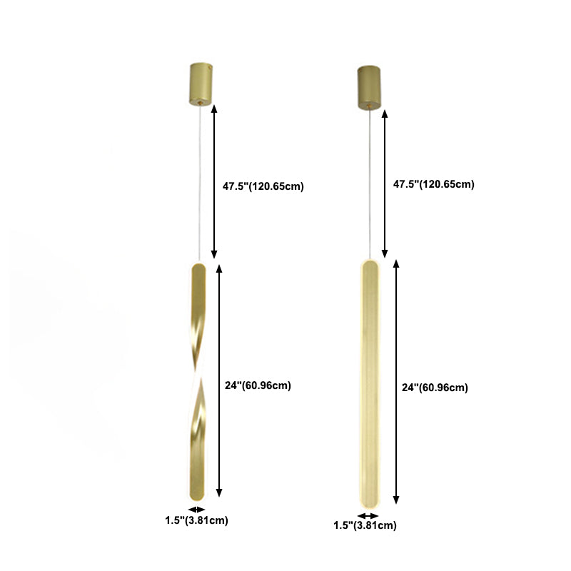 1 Light Linear Hanging Pendant Modern Style Metal Hanging Lighting for Living Room