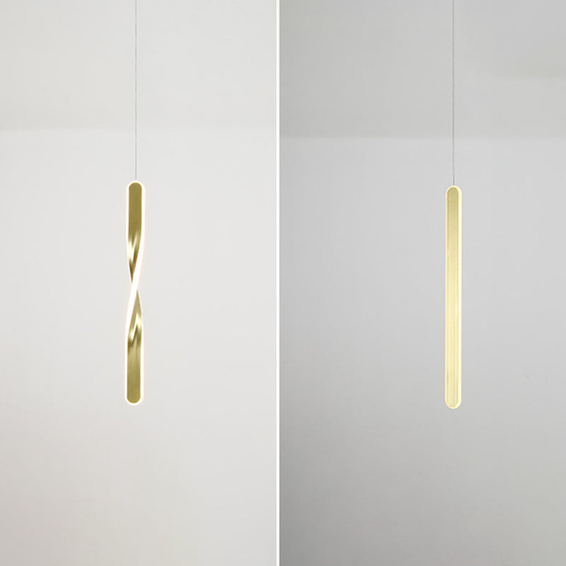 1 Light Linear Hanging Pendant Modern Style Metal Hanging Lighting for Living Room