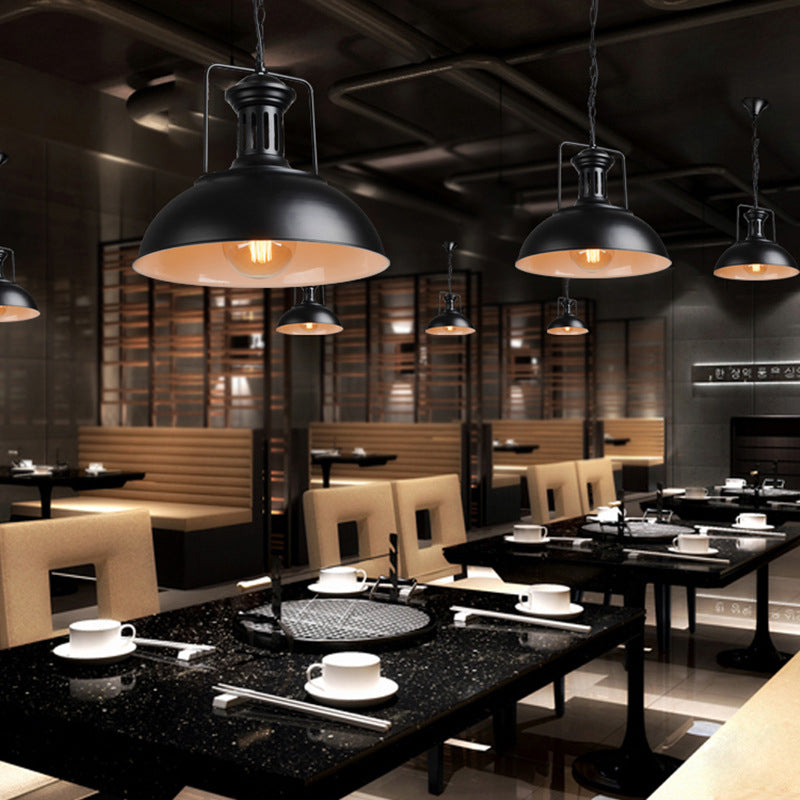 Bowl Shape Hanging Lighting Industrial Style Metal 1 Light Hanging Lamp for Restaurant