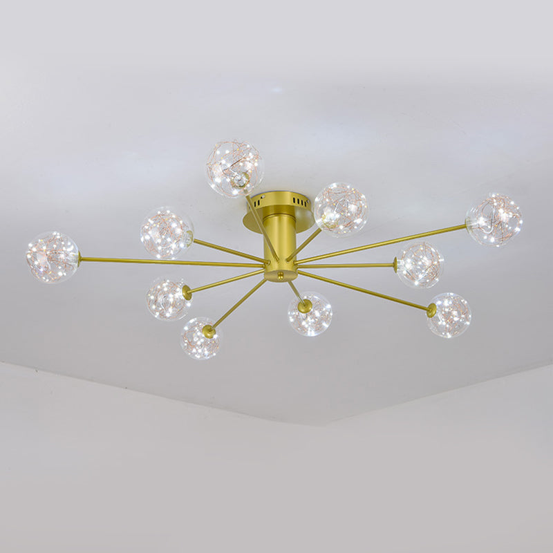 Sputnik Flush Mount Light Nordic Starry LED Glass Ceiling Light for Bedroom