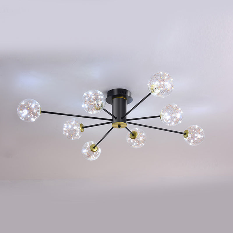 Sputnik Flush Mount Light Nordic Starry LED Glass Ceiling Light for Bedroom