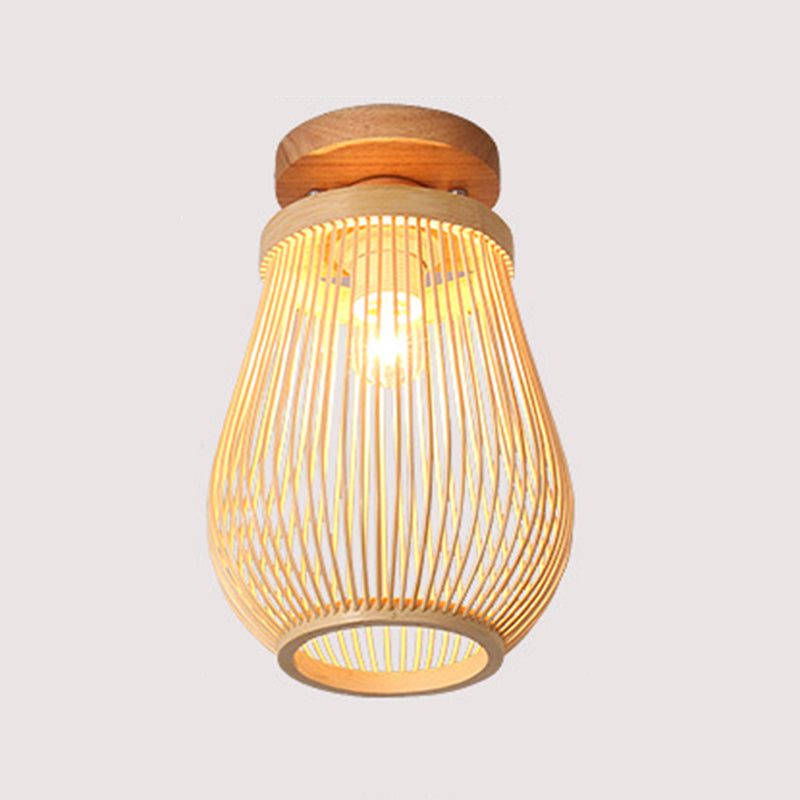 Bamboo Shade Semi Flush Mount Light Asia Style Semi Flush Ceiling Light
