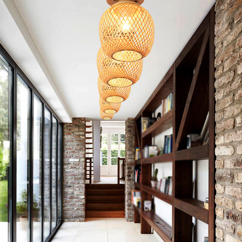 Bamboo Shade Semi Flush Mount Light Asia Style Semi Flush Ceiling Light