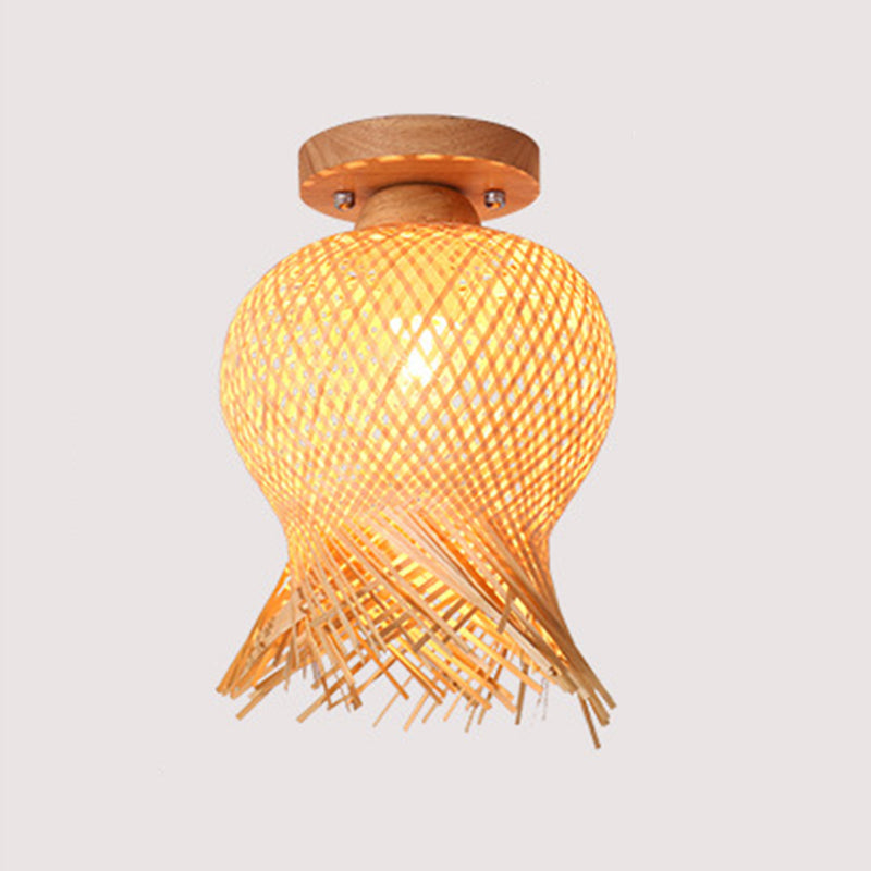 Bamboo Shade Semi Flush Mount Light Asia Style Semi Flush Ceiling Light