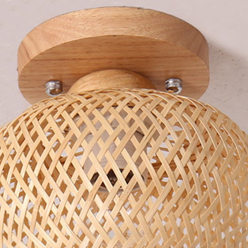 Bamboo Shade Semi Flush Mount Light Asia Style Semi Flush Ceiling Light