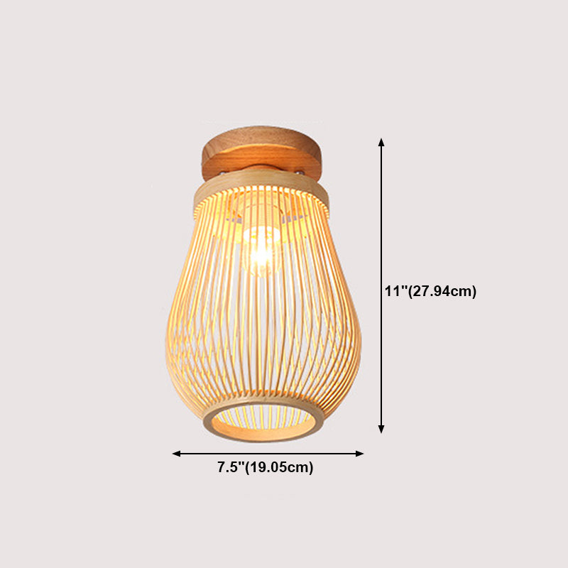 Bamboo Shade Semi Flush Mount Light Asia Style Semi Flush Ceiling Light