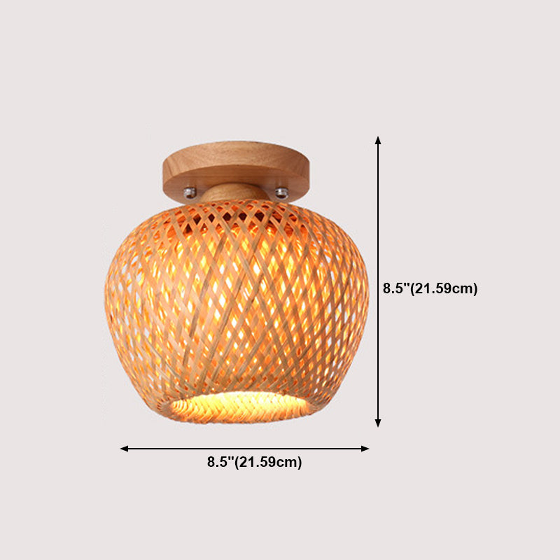 Bamboo Shade Semi Flush Mount Light Asia Style Semi Flush Ceiling Light