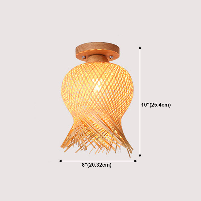 Bamboo Shade Semi Flush Mount Light Asia Style Semi Flush Ceiling Light