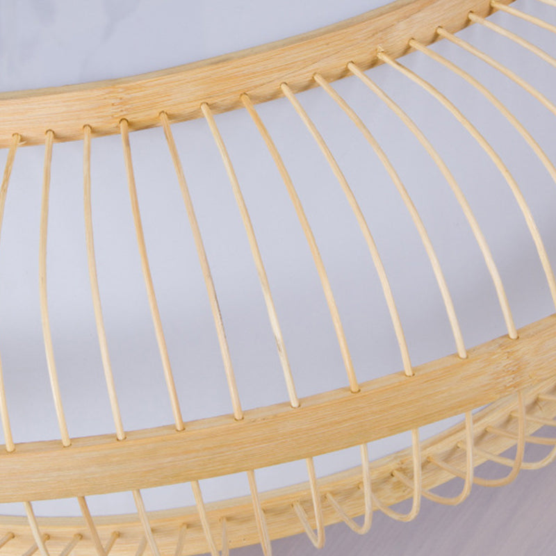 Asia Circle Flush Mount Ceiling Light Bamboo Flush Mount Lighting for Bedroom