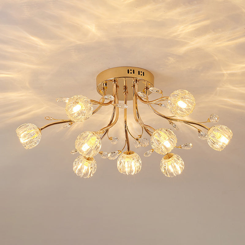 Luminaire de plafond de salon en métal de plafonnier encastré moderne avec abat-jour en verre