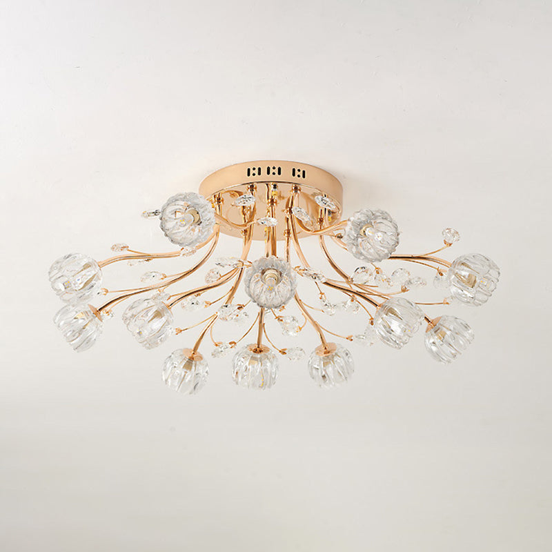 Luminaire de plafond de salon en métal de plafonnier encastré moderne avec abat-jour en verre
