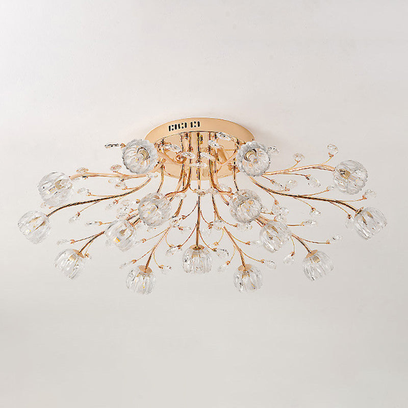 Luminaire de plafond de salon en métal de plafonnier encastré moderne avec abat-jour en verre