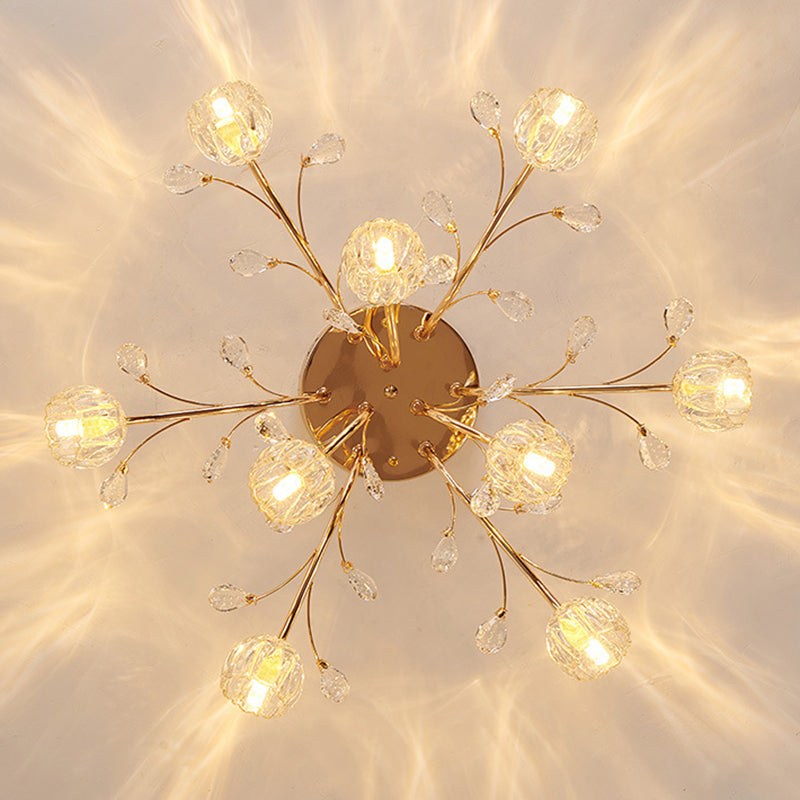 Luminaire de plafond de salon en métal de plafonnier encastré moderne avec abat-jour en verre