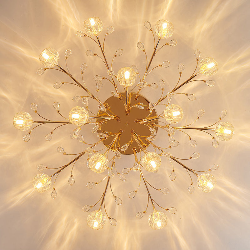 Luminaire de plafond de salon en métal de plafonnier encastré moderne avec abat-jour en verre